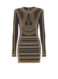 Robe courte brodée de perles dorées - Or