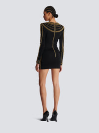Robe courte brodée de perles dorées - Or
