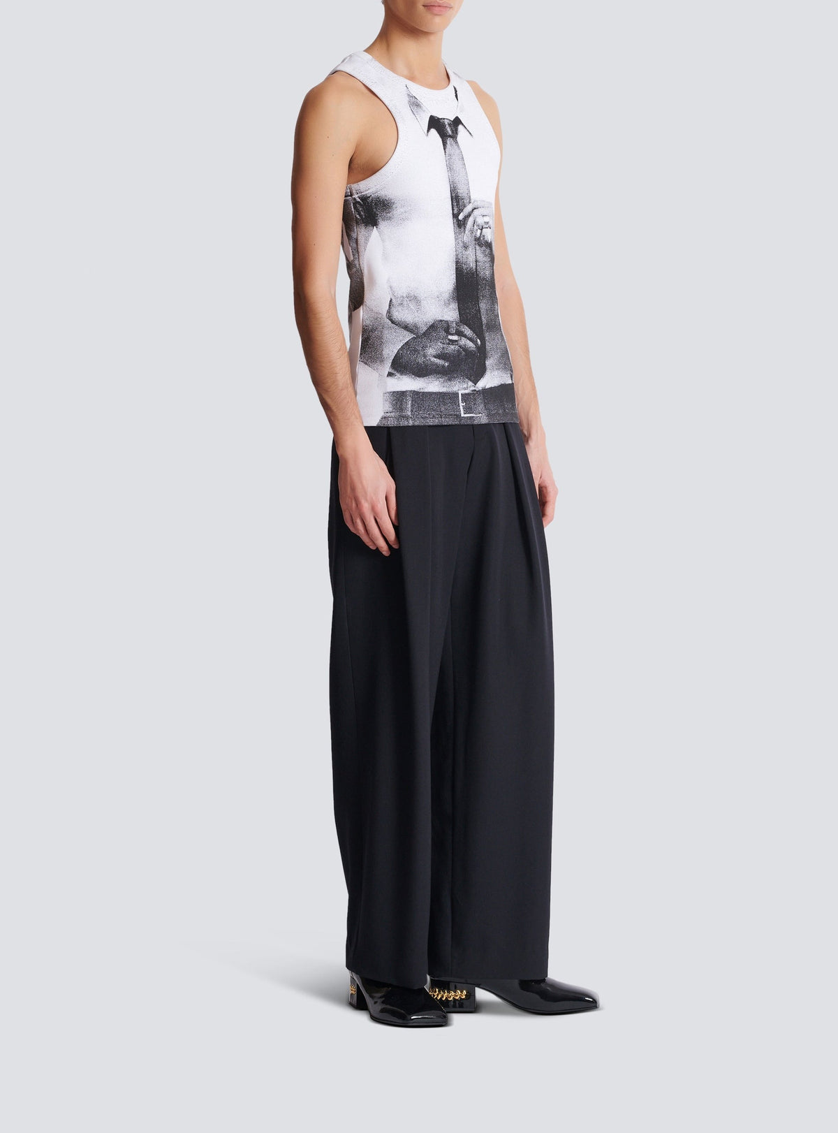 Débardeur côtelé imprimé tie & dye - Blanc & Noir