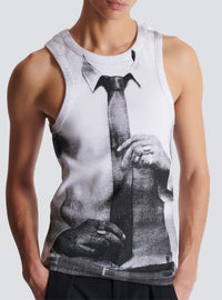 Débardeur côtelé imprimé tie & dye - Blanc & Noir