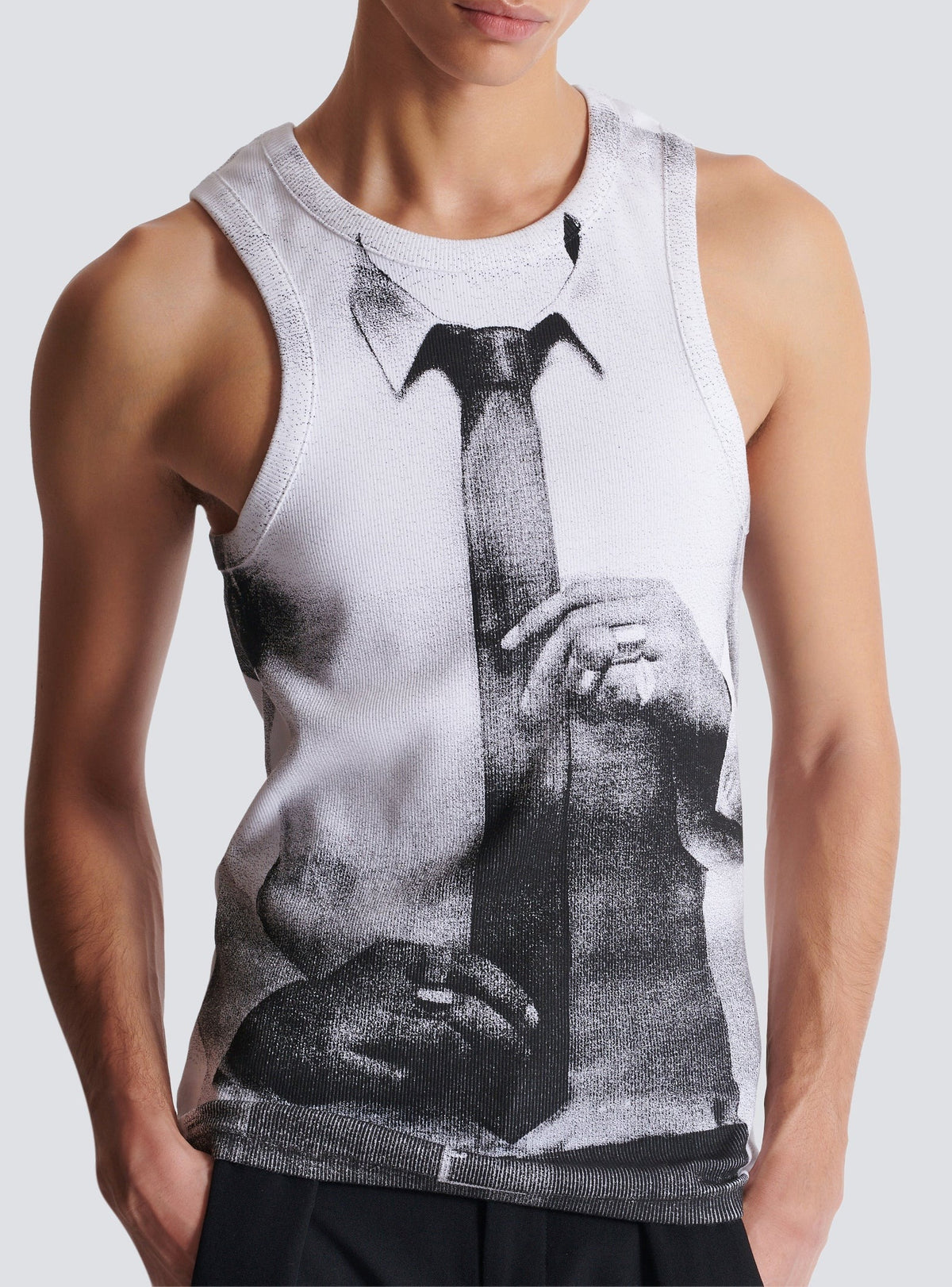 Débardeur côtelé imprimé tie & dye - Blanc & Noir