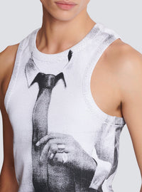 Débardeur côtelé imprimé tie & dye - Blanc & Noir