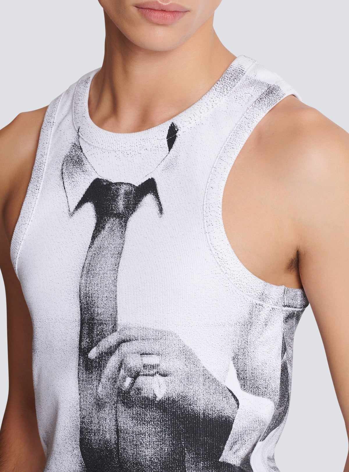 Débardeur côtelé imprimé tie & dye - Blanc & Noir