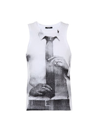 Débardeur côtelé imprimé tie & dye - Blanc & Noir