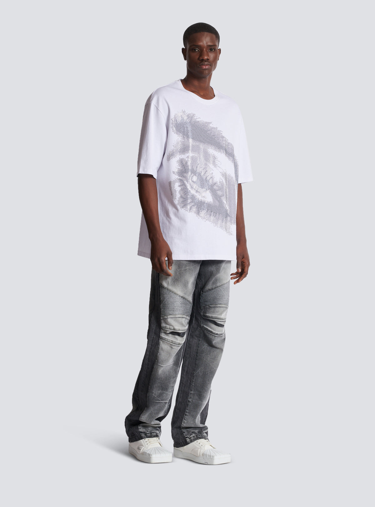 T-shirt brodé d'un œil - Blanc & Noir