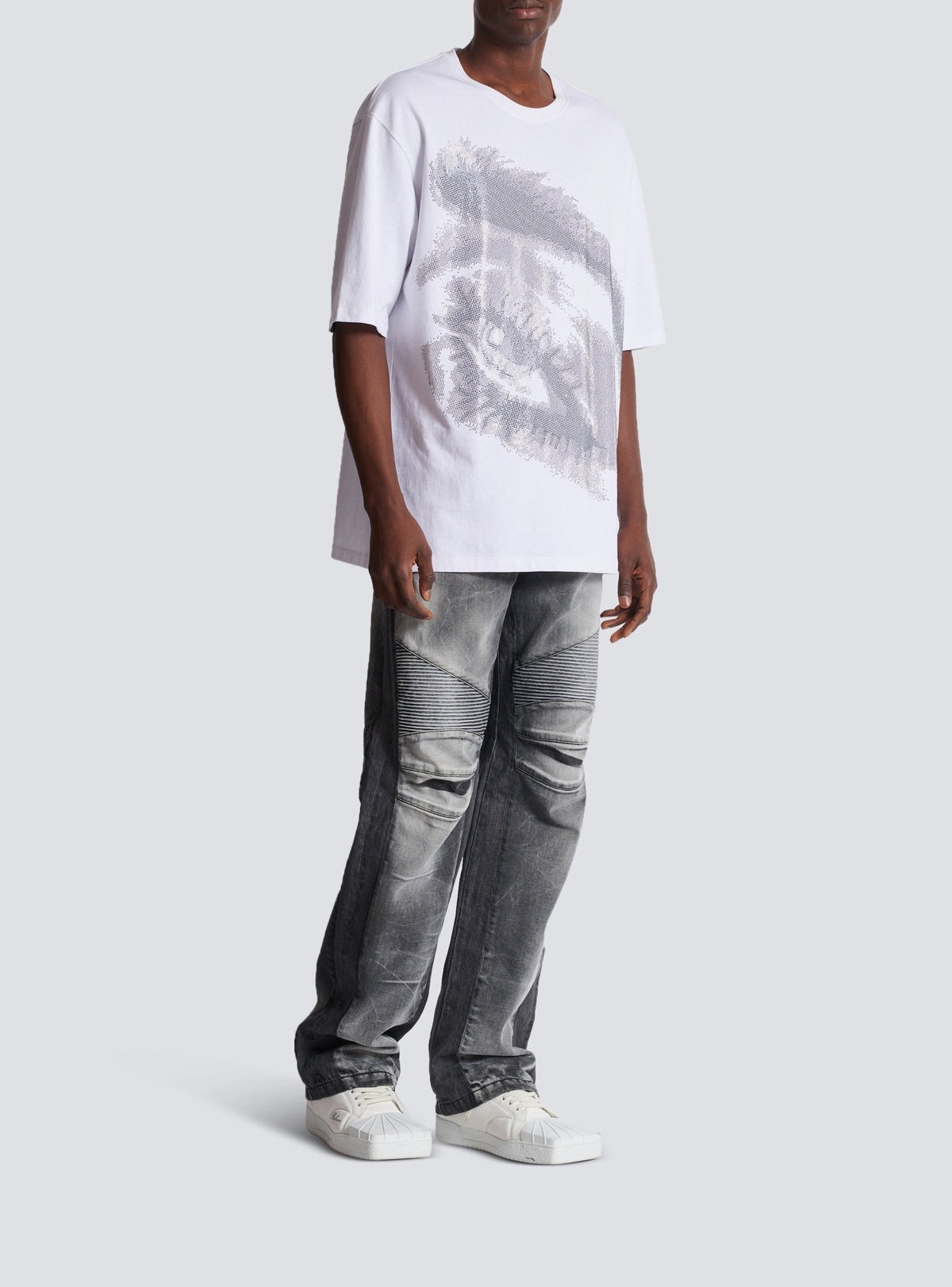 T-shirt à manches courtes brodé - Blanc & Noir