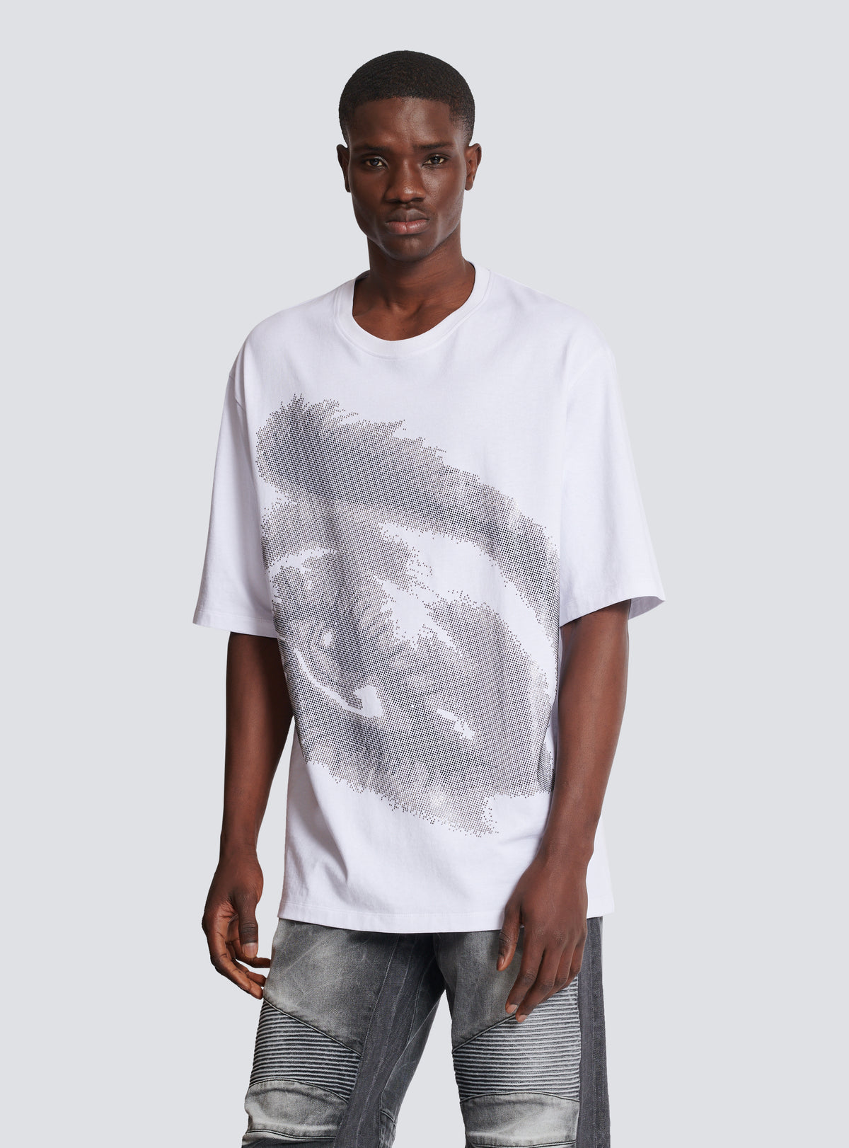 T-shirt brodé d'un œil - Blanc & Noir