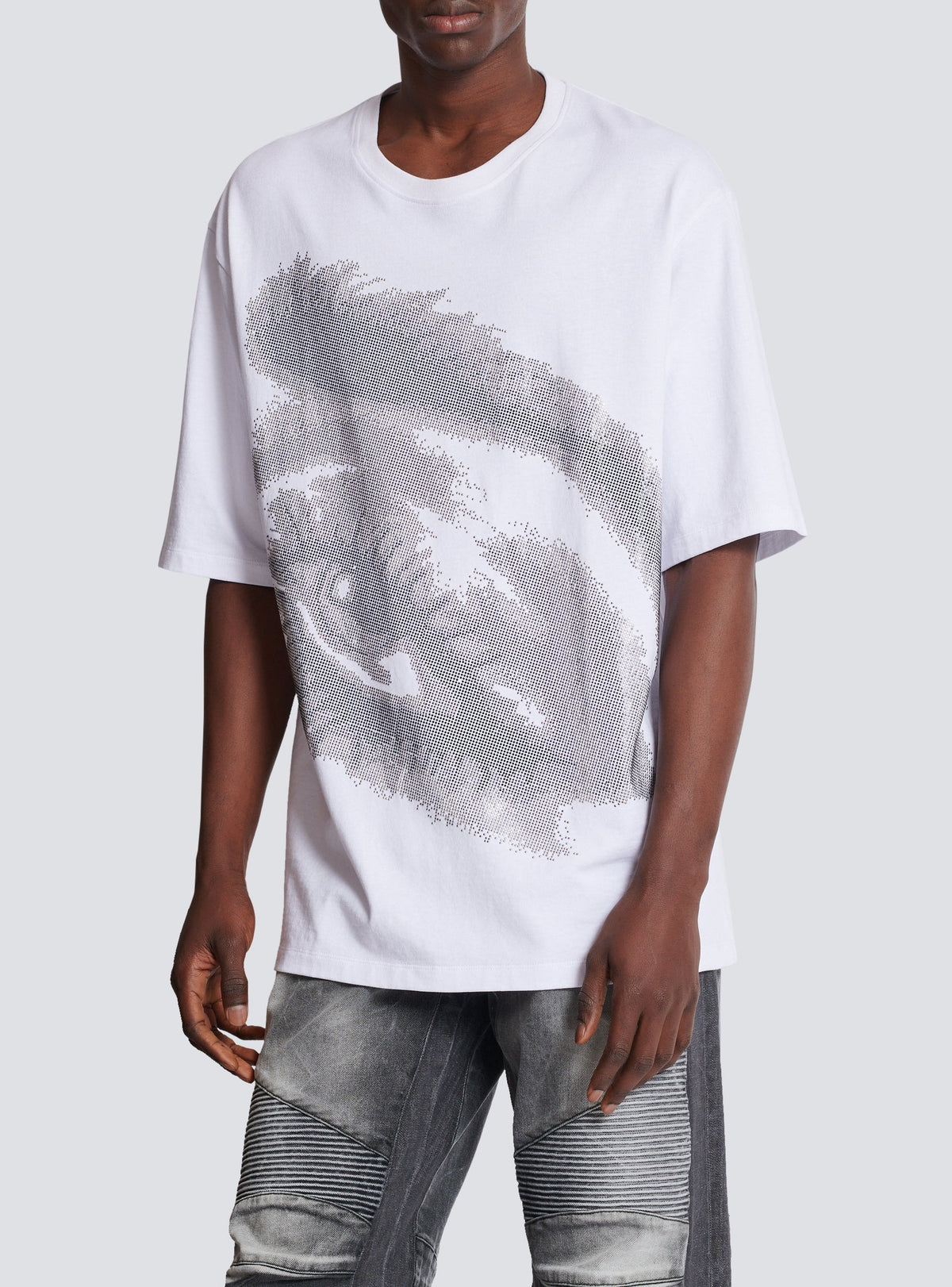 T-shirt à manches courtes brodé - Blanc & Noir