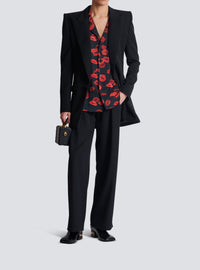 Chemise pyjama en twill imprimé kiss - Noir & Rouge Vif