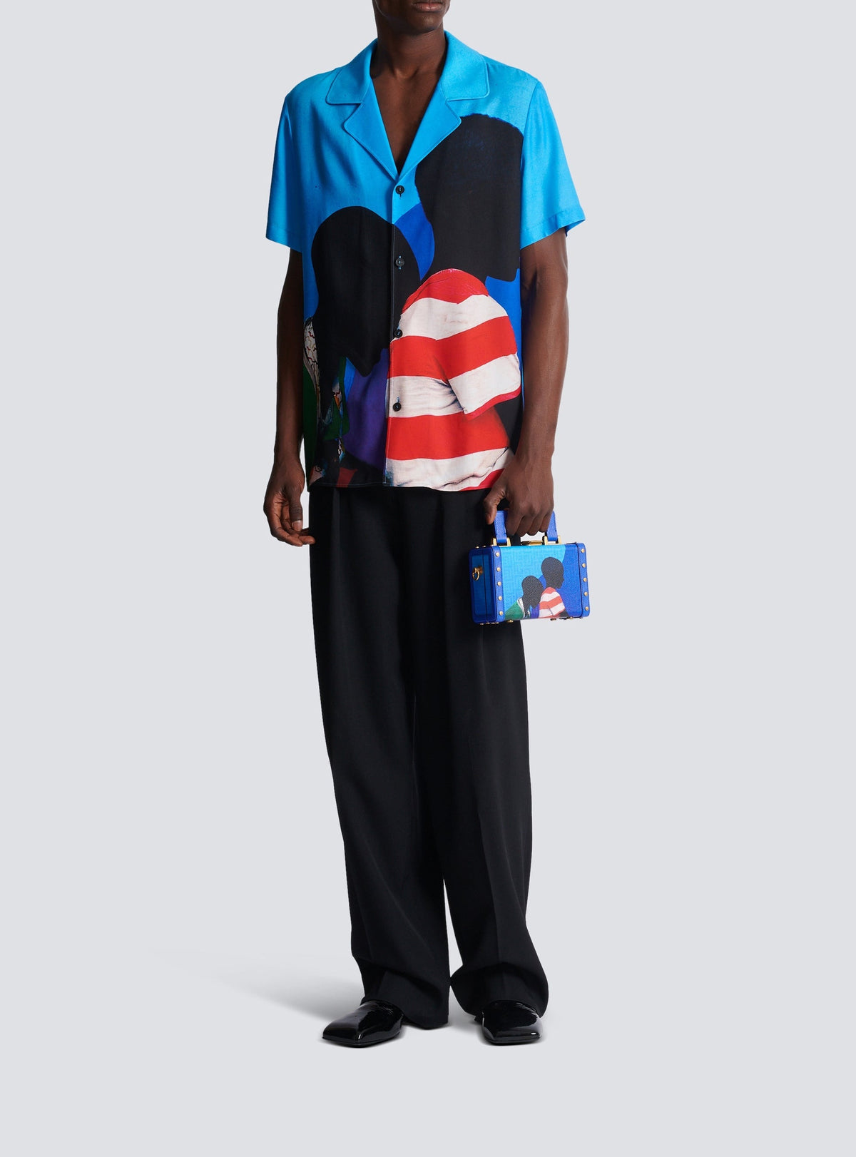 Chemise pyjama en twill imprimé prince gyasi - Bleu & Multicolore