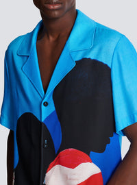 Chemise pyjama en twill imprimé prince gyasi - Bleu & Multicolore