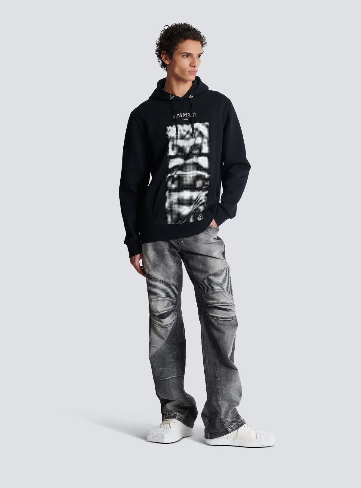 Hoodie imprimé lips balmain vintage - Noir & Blanc
