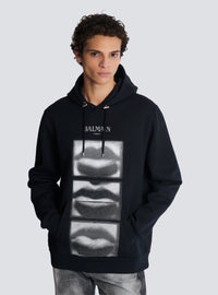 Hoodie imprimé lips balmain vintage - Noir & Blanc
