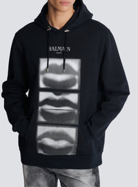Sweat à capuche imprimé lips - Noir & Blanc