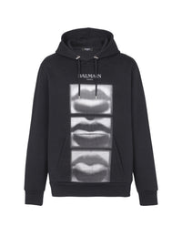 Sweat à capuche imprimé lips - Noir & Blanc