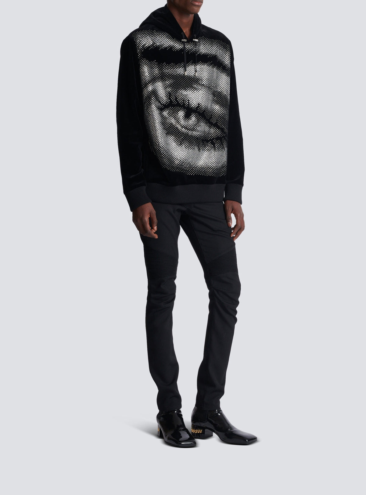 Velvet hoodie - Black & Crystal