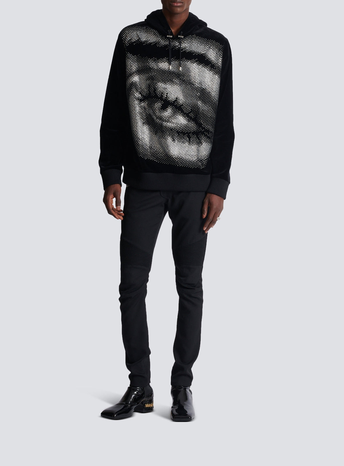 Velvet hoodie - Black & Crystal