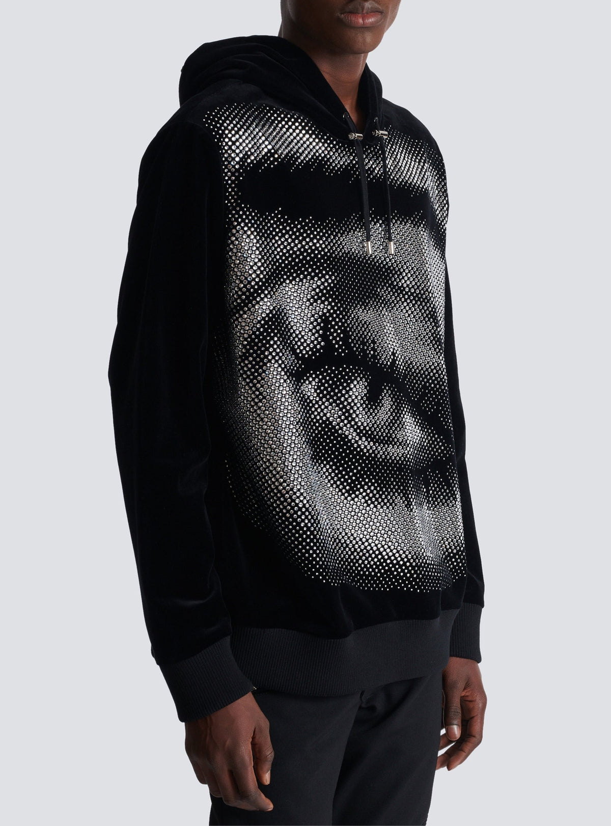 Velvet hoodie - Black & Crystal