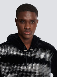 Hoodie balmain en velours et strass en motif eye - Noir & Cristal