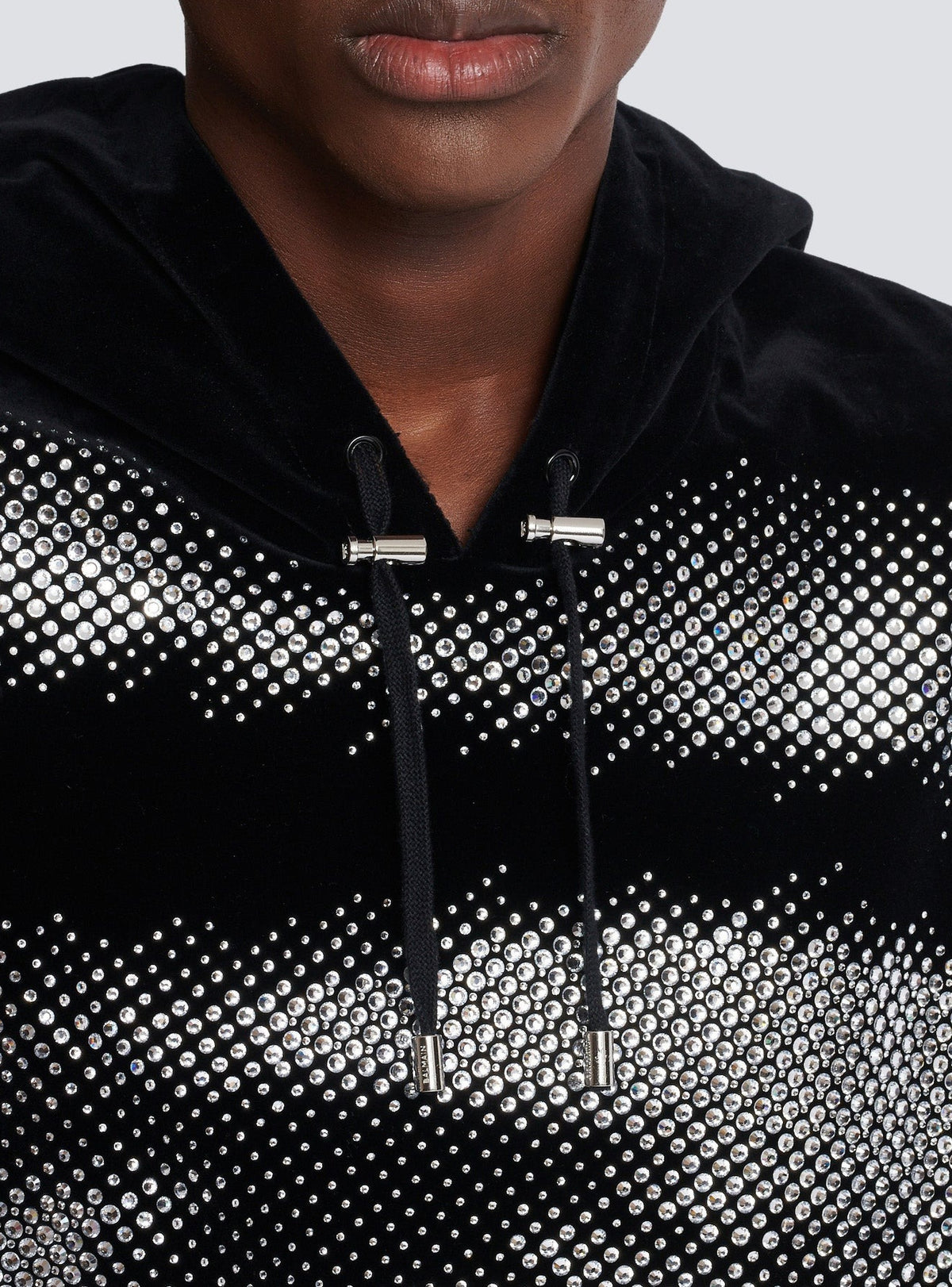 Velvet hoodie - Black & Crystal