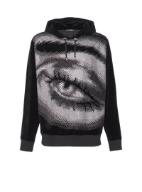 Hoodie balmain en velours et strass en motif eye - Noir & Cristal