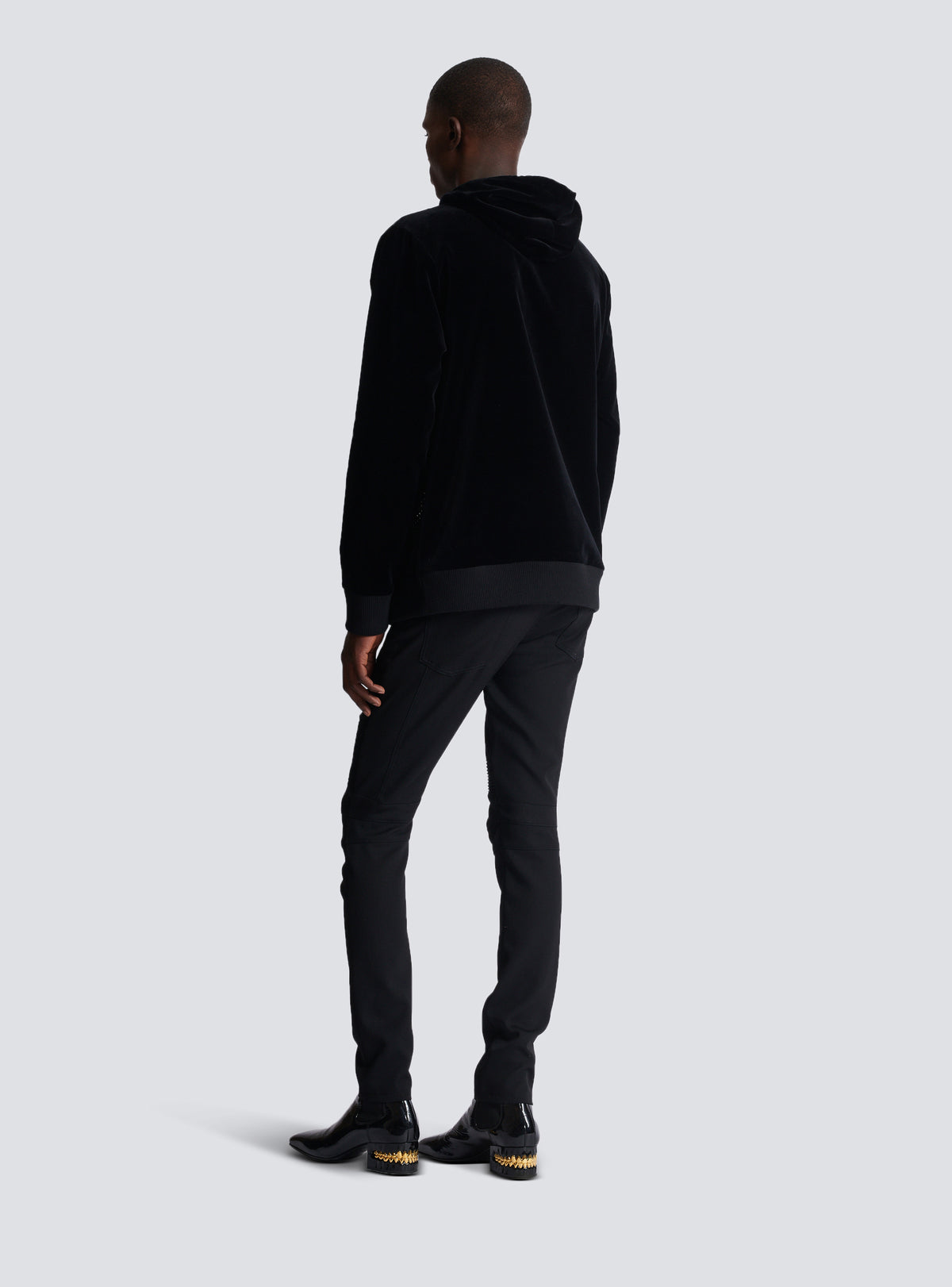 Hoodie balmain en velours et strass en motif eye - Noir & Cristal