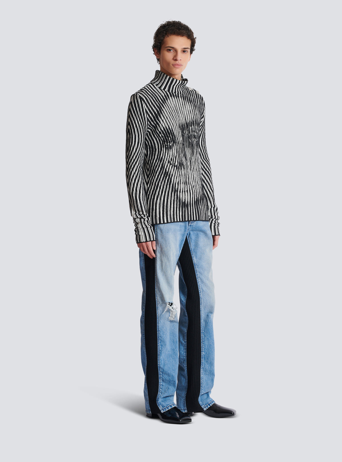 Pull en maille bicolore face - Noir & Blanc