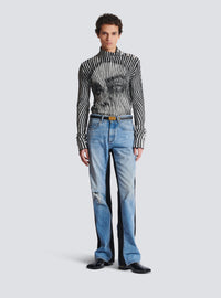 Pull en maille bicolore face - Noir & Blanc