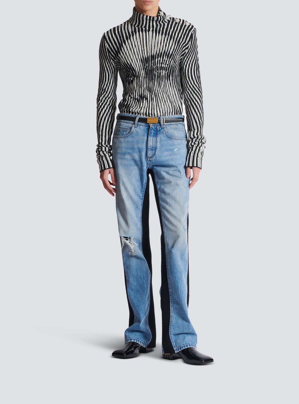 Pull bicolore en laine - Noir & Blanc