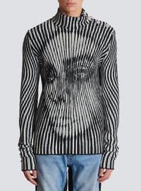 Pull en maille bicolore face - Noir & Blanc