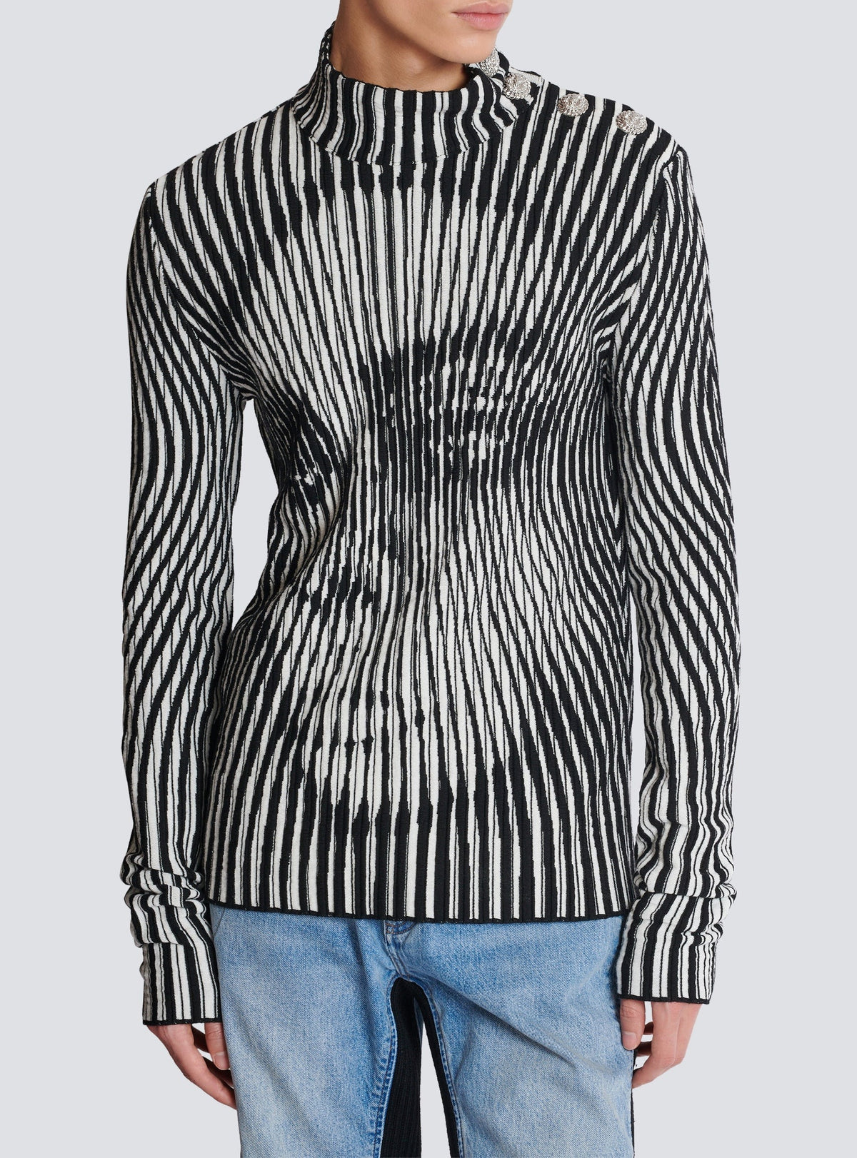 Pull bicolore en laine - Noir & Blanc