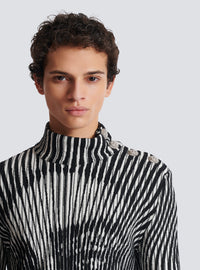 Pull en maille bicolore face - Noir & Blanc