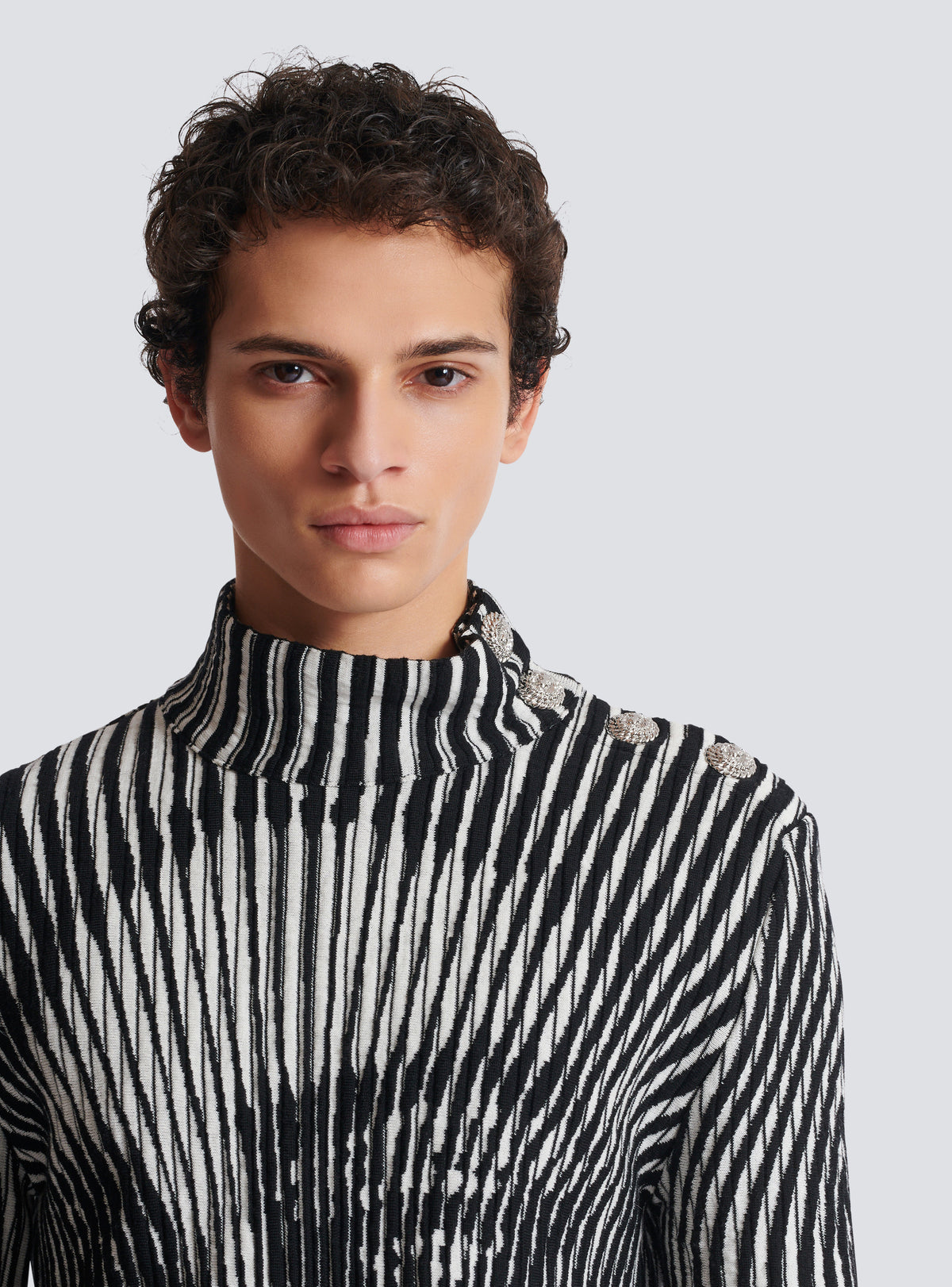 Pull en maille bicolore face - Noir & Blanc