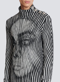Pull en maille bicolore face - Noir & Blanc