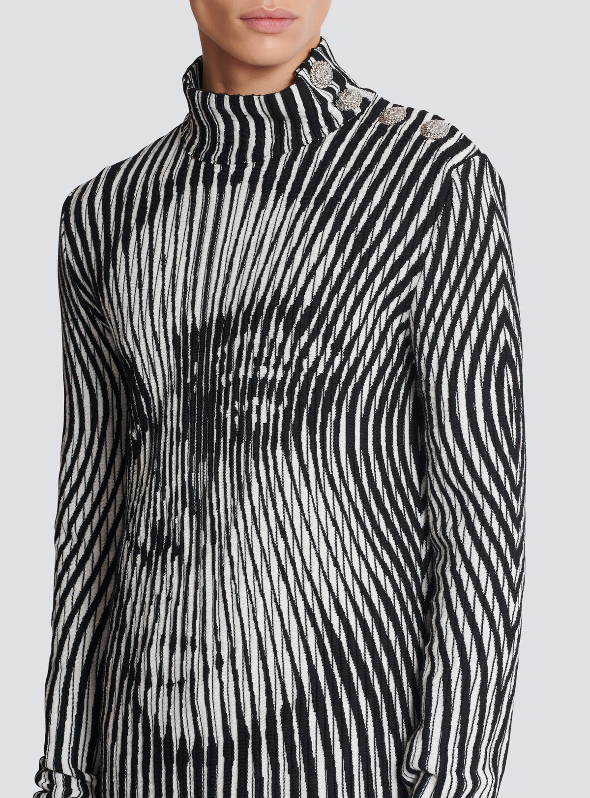 Pull en maille bicolore face - Noir & Blanc