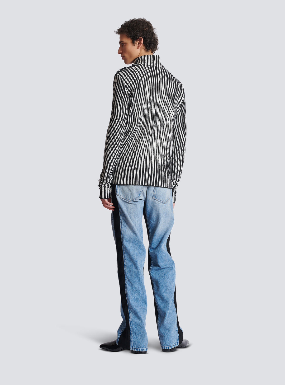 Pull en maille bicolore face - Noir & Blanc