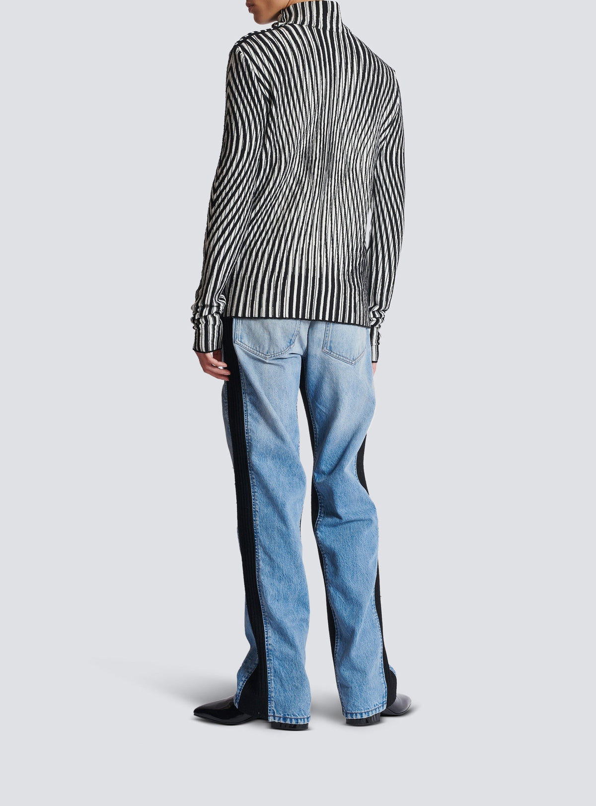 Pull bicolore en laine - Noir & Blanc