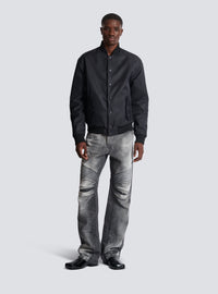 Jean biker loose en denim - Gris Clair Délavé &  Noir Délavé