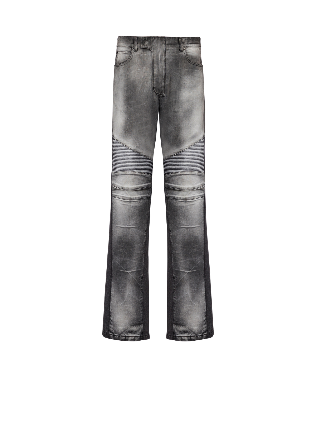 Jean biker loose en denim - Gris Clair Délavé &  Noir Délavé