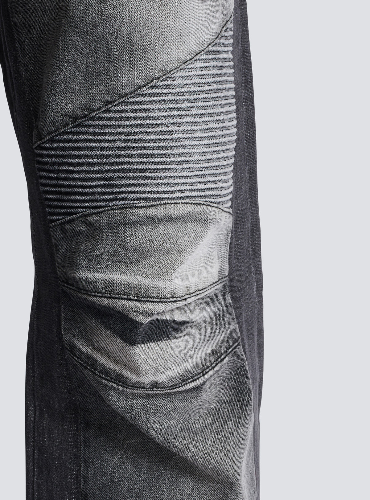 Jean biker loose en denim - Gris Clair Délavé &  Noir Délavé