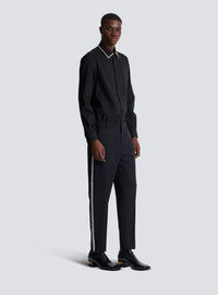 Pantalon en grain de poudre et broderies - Noir & Cristal