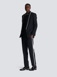 Pantalon en grain de poudre et broderies - Noir & Cristal