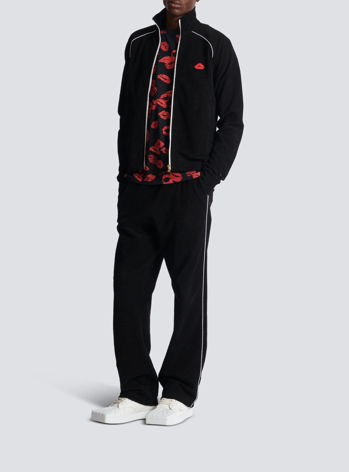 Velvet track pants - Black