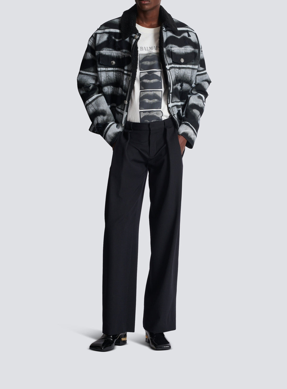 Pantalon à plis en laine - Noir