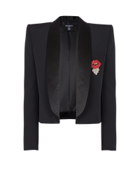 Spencer en grain de poudre et patch brodé - Noir
