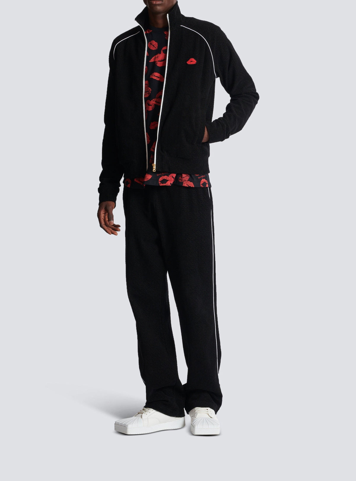 Veste de survêtement en velours - Noir