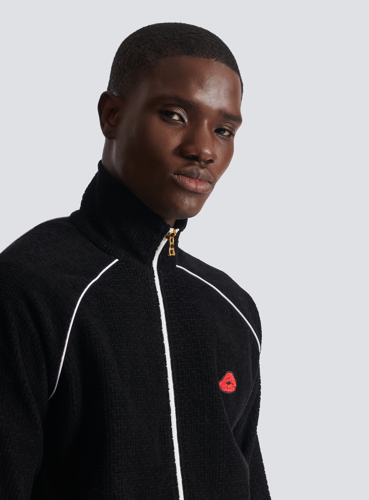 Veste survêtement en jersey velours avec monogramme kiss - Noir