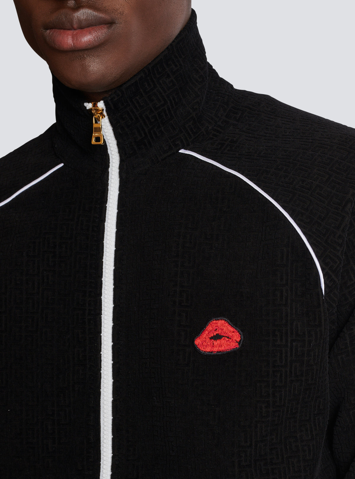 Veste survêtement en jersey velours avec monogramme kiss - Noir