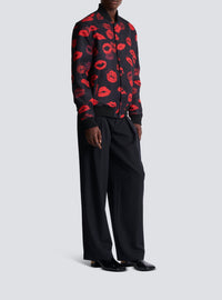 Reversible bomber jacket with kiss print - Black & Bright Red