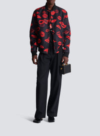 Reversible bomber jacket with kiss print - Black & Bright Red